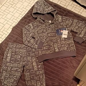 Champion Dark Gray Logo Hoodie and Joggers Set